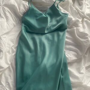 Elegant Teal Spaghetti Strap Dress